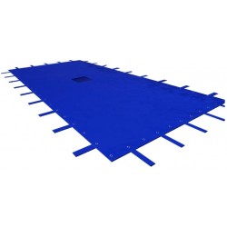 Bâche avec filet central pour Piscine Rectangulaire traitée Anti-UV 140gr/m2